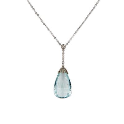 Art Deco Aquamarine and diamond pendant