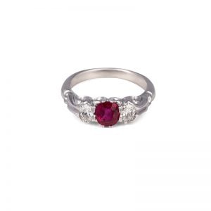 handmade ruby & diamond victorian style ring