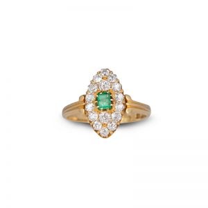 18ct Emerald Diamond & Marquise Ring Birmingham 1890
