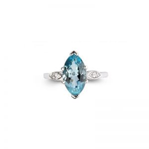 Art Deco Platinum Aquamarine and diamond ring