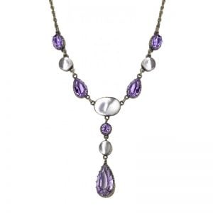 Edwardian Amethyst and blister pearl necklace