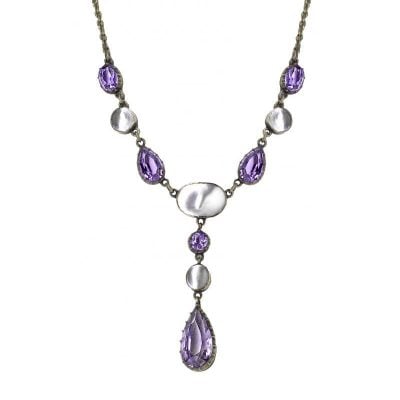 Edwardian Amethyst and blister pearl necklace