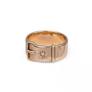 Victorian rose gold bucklering with diamond