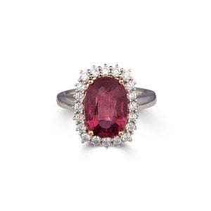 pink tourmaline and diamond cluster ring