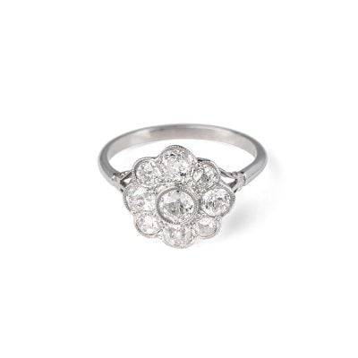 Art Deco Platinum Diamond Daisy Ring