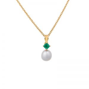 emerald & Keshi pearl pendant