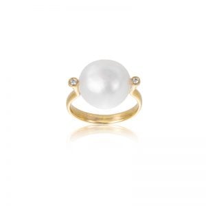 fresh water pearl and diamond ring