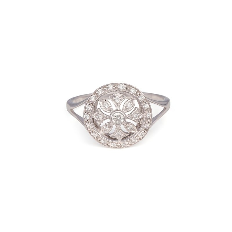9ct White Gold Diamond Tiffany Style Ring - Avenue J Jewellery, Antique ...