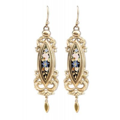 Victorian 18ct yellow gold Enamel drop earrings