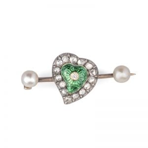 Georgian pearl diamond & guilloche brooch