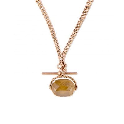 Victorian 9ct Rose Gold Albert Chain With Citrine Spinner.