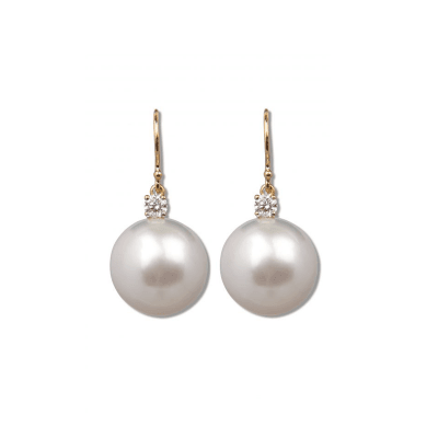 white south sea pearl and diamond drop earrings