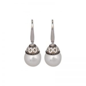 Australian south sea pearl a& diamond earrings in art deco style