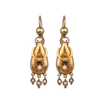 victorian Beidmer drop earrings with seed pearl drops