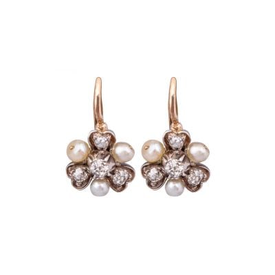 Victorian diamond and pearl earrings