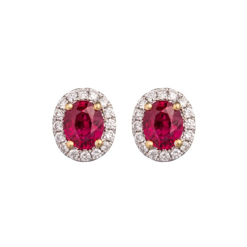 oval ruby stud earrings