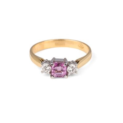 handmade Pink Sapphire & diamond ring