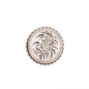 Victorian Circular Sterling Silver Brooch with Rose & Yellow Gold Floral Relief Circa 1890s