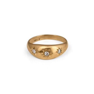 Victorian 18ct Yellow Gold Gypsy Set Diamond Ring