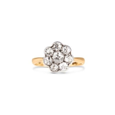 18ct Yellow Gold Art Deco Diamond Daisy Cluster ring