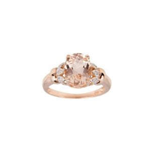 9ct Rose Gold Morganite with Shoulder Diamonds Ring