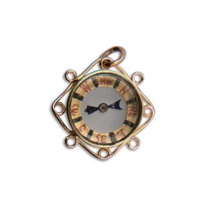9ct Rose Gold Compass with fine scroll edges Birmingham 1918