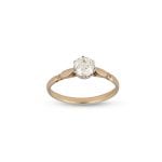 18ct Yellow Gold & Platinum Old Cut Solitaire Diamond Ring