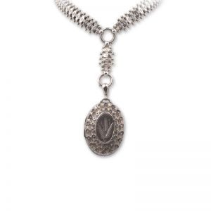 Victorian antique silver locket and collar necklace.