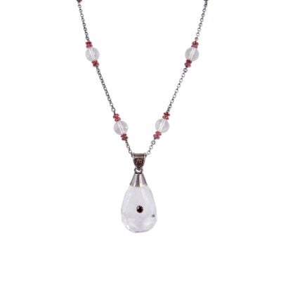 Victorian sterling silver crystal and garnet necklace.