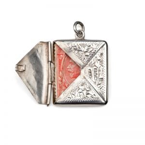 Edwardian Sterling Silver Stamp Case with hinged flap and exquisite engraved detail - Chester 1911