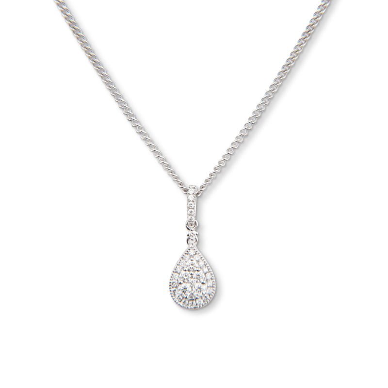 18ct White Gold Diamond Teardrop Pendant - Avenue J Jewellery, Antique ...