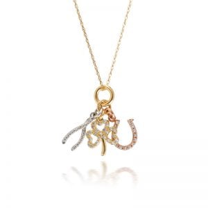 Gold Good Luck Charms - Wishbone, Clover & Horseshoe