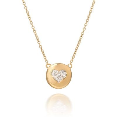 10ct Yellow Gold Diamond Heart Necklace