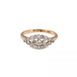 Art Deco Yellow & White Gold Marquise Diamond Ring