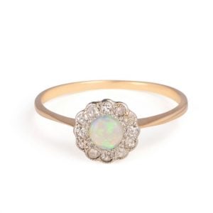 Edwardian opal and diamond cluster ring