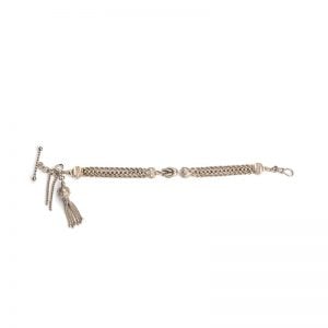 Victorian Sterling Silver Albertina Knot and Hearts fixed slider, with t-bar and ball top tassel.