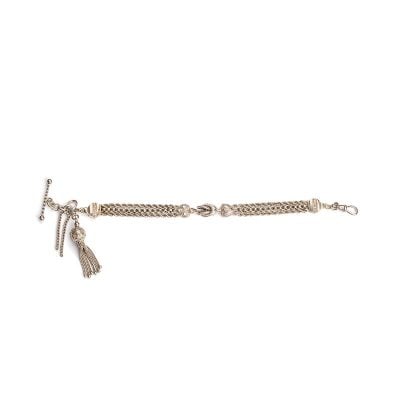 Victorian Sterling Silver Albertina Knot and Hearts fixed slider, with t-bar and ball top tassel.