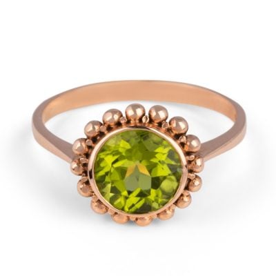 peridot ring in rose gold