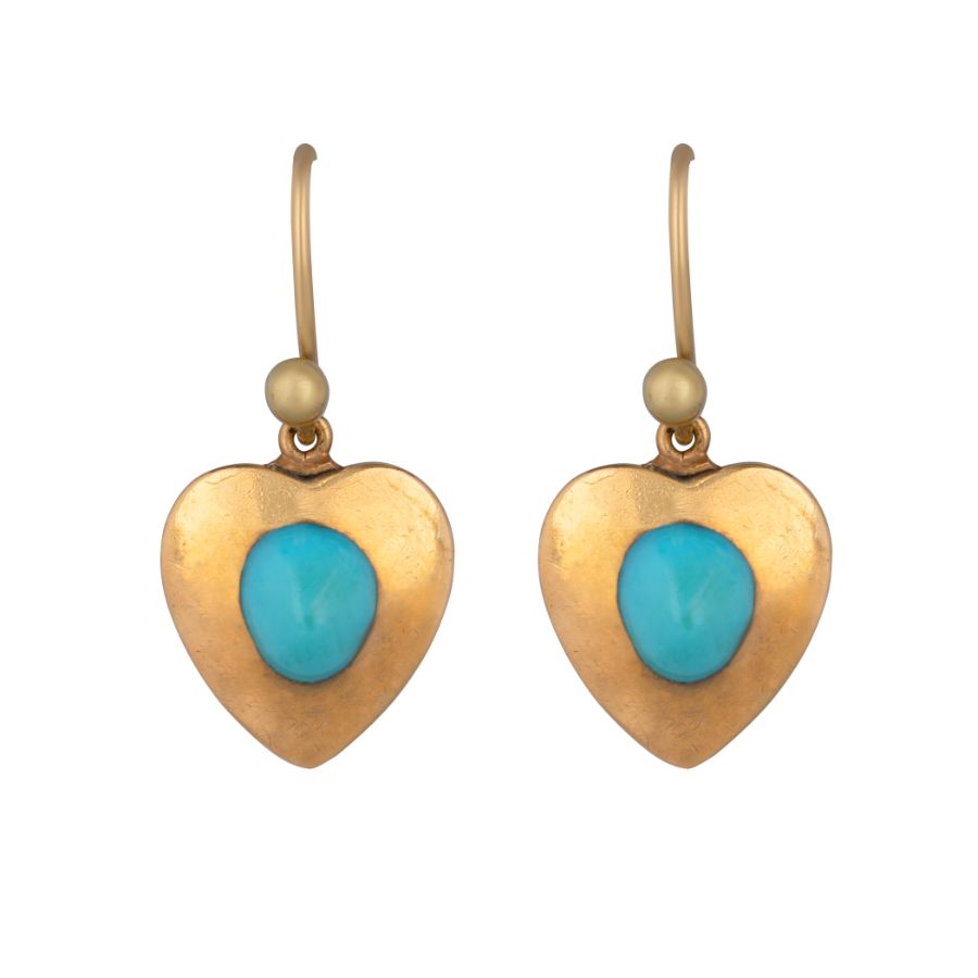 Victorian 15ct Heart with Cobochon turquoise earrings - Avenue J ...