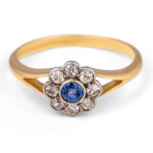 Art Deco Sapphire and diamond daisy ring