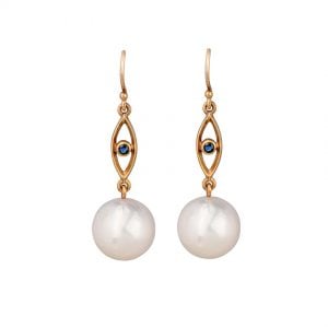 fresh water pearl & sapphire drop earrings