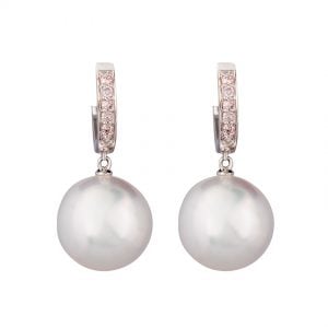white south sea pearl and pink diamond earrings