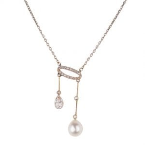 Art Deco South Sea Pearl and Diamond necklace