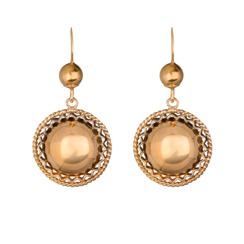 Victorian 9ct Yellow Gold large Round Domed earrings with twisted wire ...