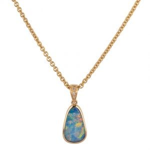 9ct opal doublet and diamond pendant
