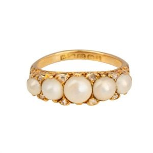 Edwardian pearl & diamond half hoop ring