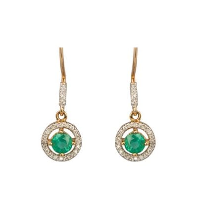 Emerald and diamond art deco style earrings