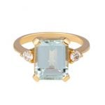 Aquamarine and diamond set ring