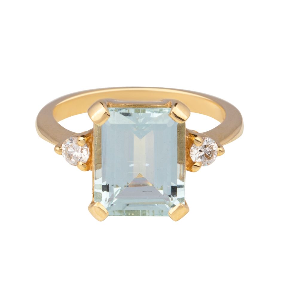 14K White Gold Aquamarine and Diamond Ring - Snow's Jewelers Miami Lakes