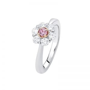 Diamond Daisy Ring With Pink Argyle Diamond in Centre